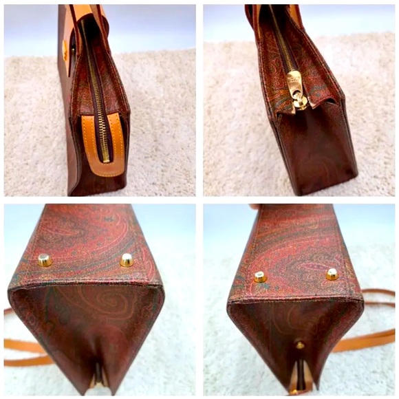 ETRO Tote shoulder bag Paisley pattern PVC leather Gold charm with storage bag - Picture 5 of 9